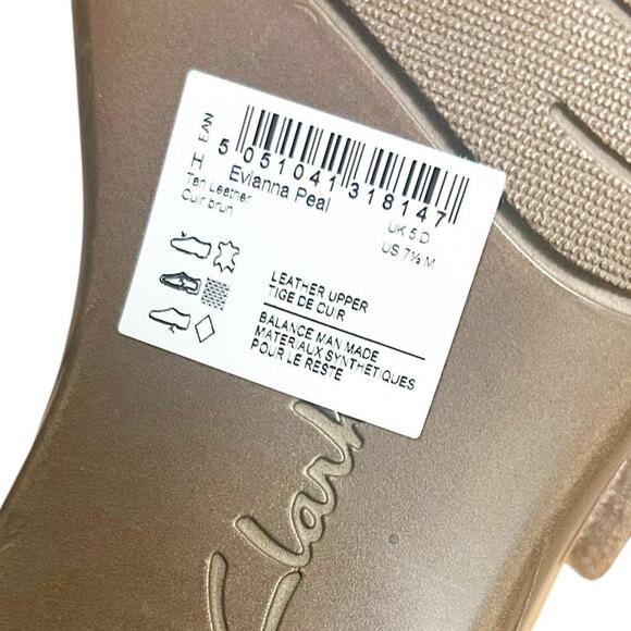 Clarks Brown Leather Evianna Peal Shoes Sz 7.5 - Picture 6 of 8